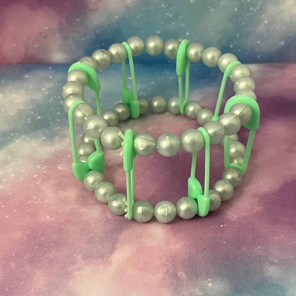 Image of Safety Pin Kandi Cuff Bracelet