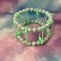 Image 3 of Safety Pin Kandi Cuff Bracelet