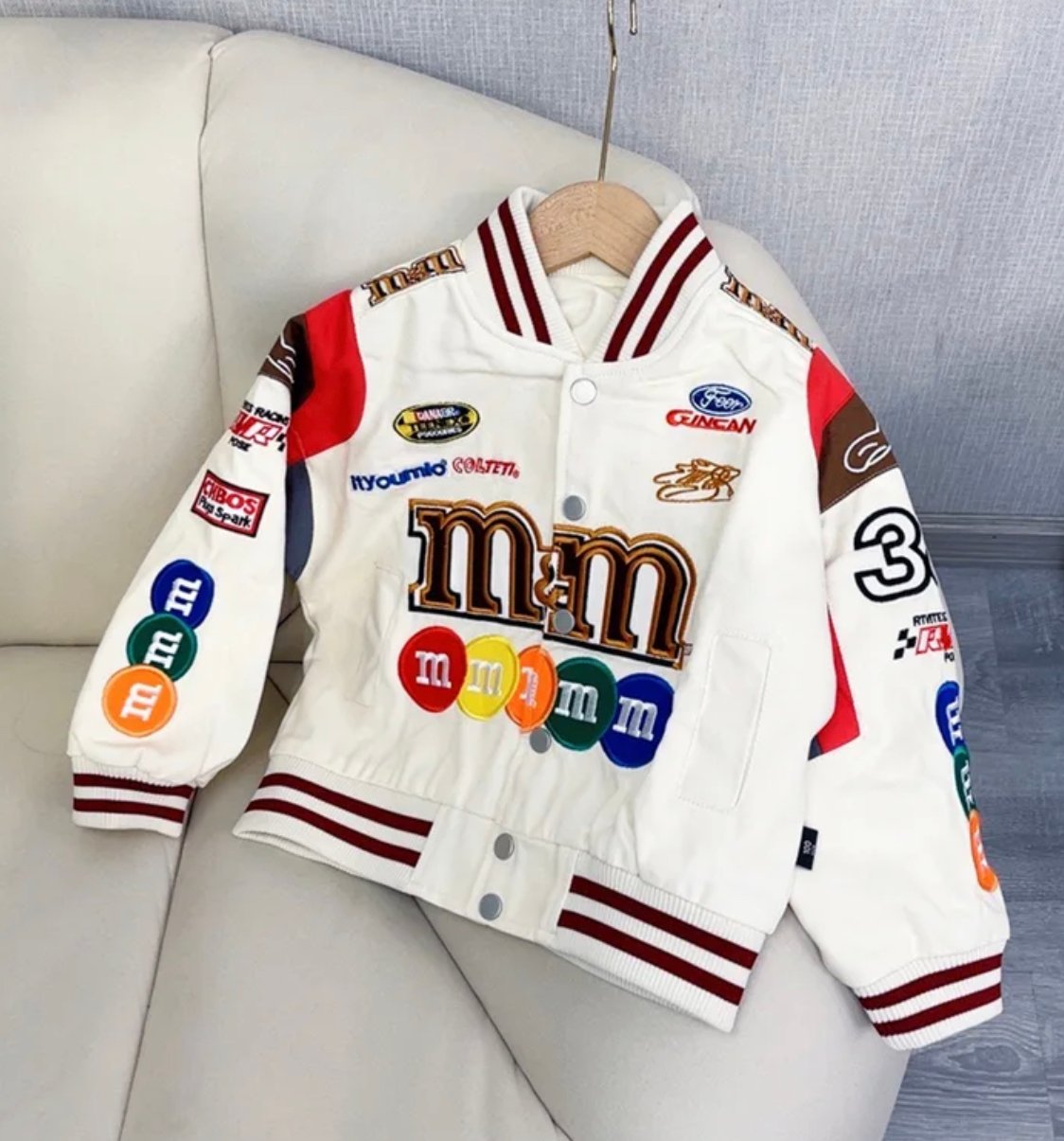 M&m on sale varsity jacket