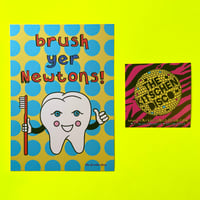 ‘Brush Yer Newtons’ Pearlescent Postcard