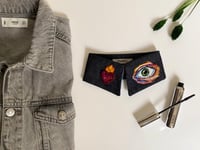 Image 4 of Detachable collar shirt, Hand embroidered eye,  Embroidery heart