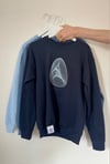 embroided lissajous sweater, navy blue