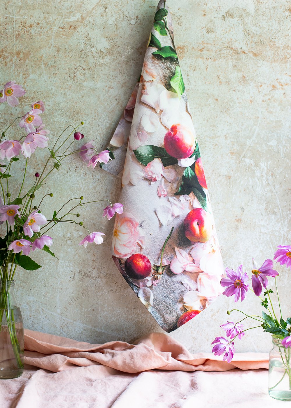 Image of Rosy Posy Plums &mdash; Tea Towel