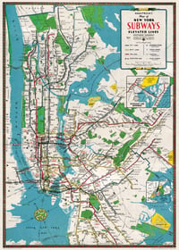 Cavallini & Co. New York City Subway Map Poster, Archival Paper, Matte