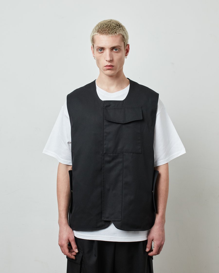 Image of Black Cotton gabardine Vest