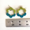 Flower Hoop Earrings - Green & Blue