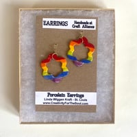 Image 3 of Rainbow Earrings - Flower Hoops