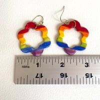 Image 2 of Rainbow Earrings - Flower Hoops