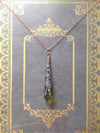 Medieval Pointed Pendulum Necklace on 18" Chain, Olive & Antique Copper