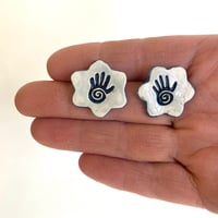 Image 3 of Hand Imprint Earrings -Blue