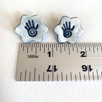Image 2 of Hand Imprint Earrings -Blue