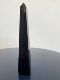 Image 1 of *Slightly Chipped* Silver Sheen Black Obsidian Tower