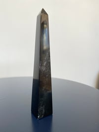 Image 2 of *Slightly Chipped* Silver Sheen Black Obsidian Tower