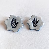 Image 1 of Hand Imprint Earrings -Blue