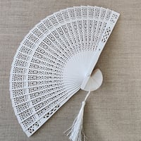 Image 1 of Clearance Wood Lace Bridal Fan 
