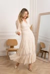 Avril lace long dress in ecru with gold pattern from Paris