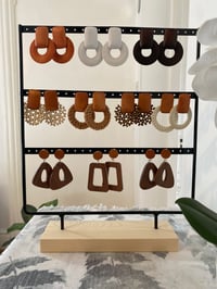 Image 1 of Simple Geometric Wooden Earrings 