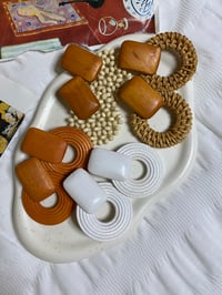 Image 3 of Simple Geometric Wooden Earrings 