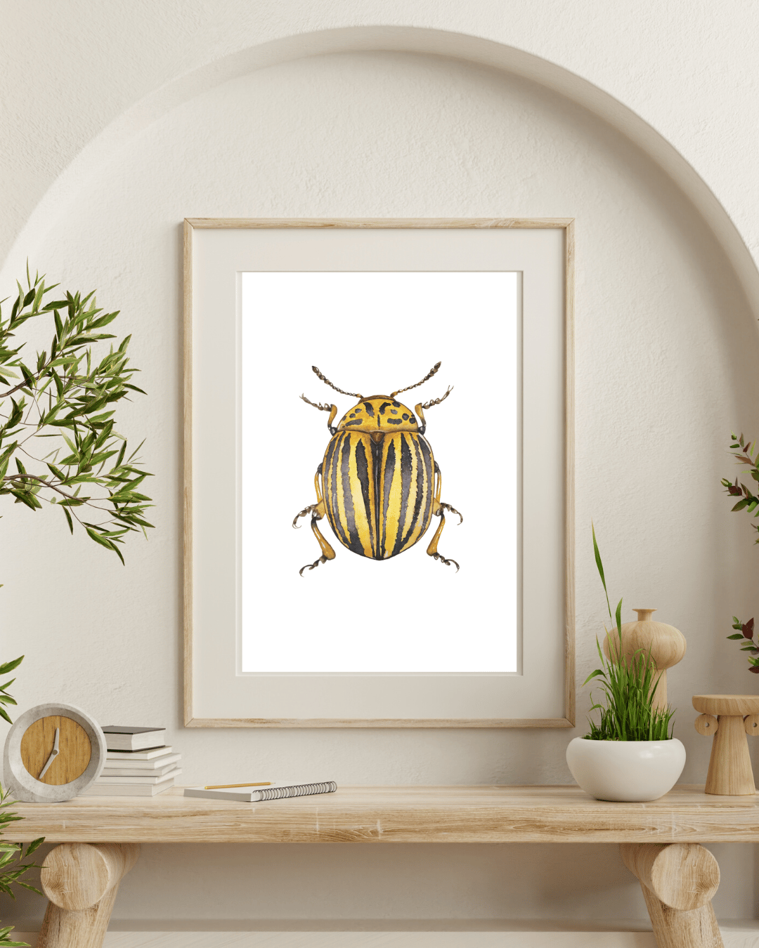 Image of Leptinotarsa decemlineata Beetle Watercolor Illustration PRINT 