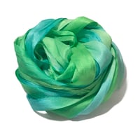 Image 4 of 10YD PARAKEET HAND DYED SARI SILK RIBBON/HAND DYED BY COLOR KISSED SILK
