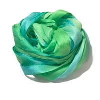 Image 5 of 10YD PARAKEET HAND DYED SARI SILK RIBBON/HAND DYED BY COLOR KISSED SILK