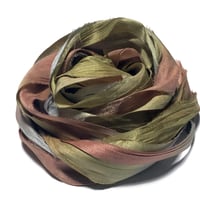 Image 3 of 10YD BARNACLES HAND DYED SARI SILK RIBBON/HAND DYED BY COLOR KISSED SILK