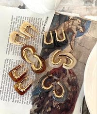 Image 1 of Geometric Irregular Pearl Hoops