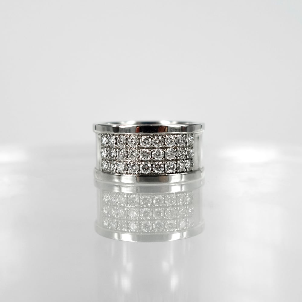 Image of 18ct white gold diamond set wide band. PJ5543