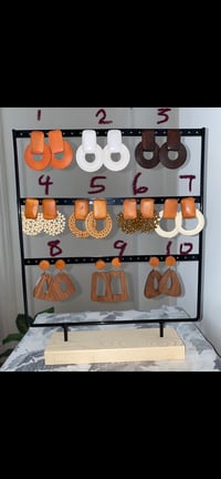 Image 4 of Simple Geometric Wooden Earrings 