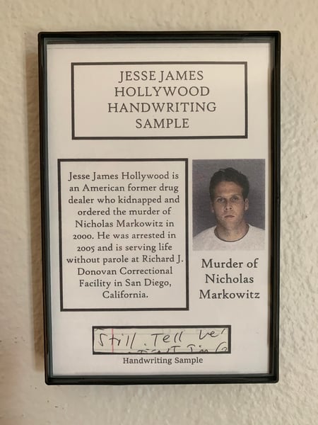 Image of Jesse James Hollywood Handwriting Sample Frame