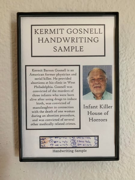 Image of Kermit Gosnell "House of Horrors" Handwriting Sample Frame