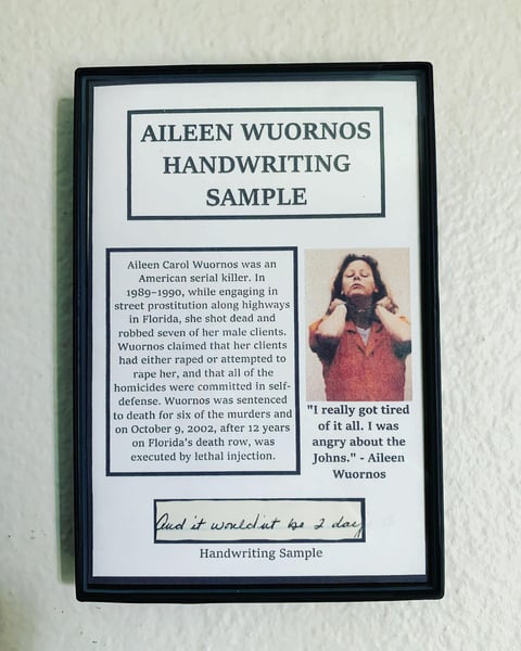 Image of Aileen Wuornos Handwriting Sample Frame