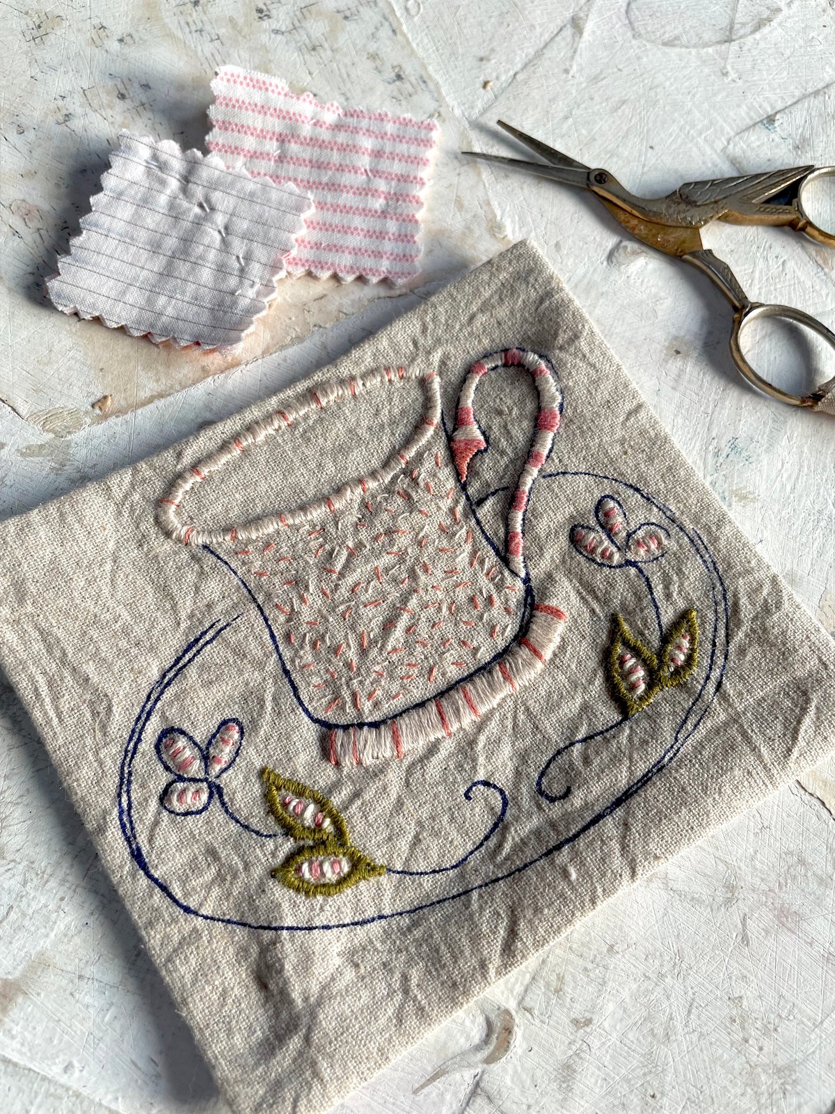 Image of Tea Cup Embroidery Template