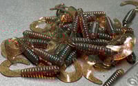 Image 1 of 2" Curly Tail Motor Oil Red Grub