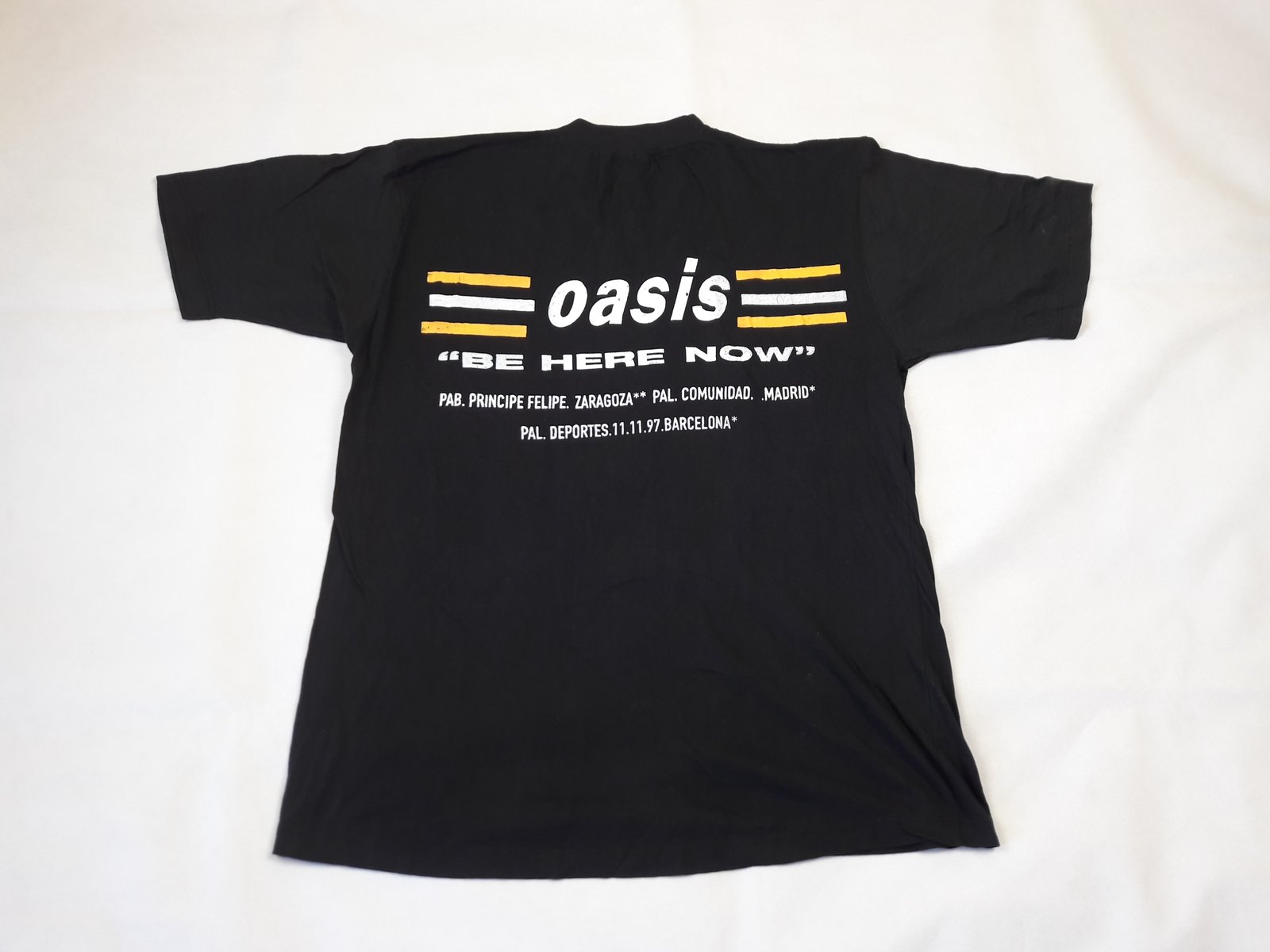 Oasis '1996 Tour Horizontal Stripes' T-shirt Eco Ringer Bianca E Nera - NUOVO - Foto 6