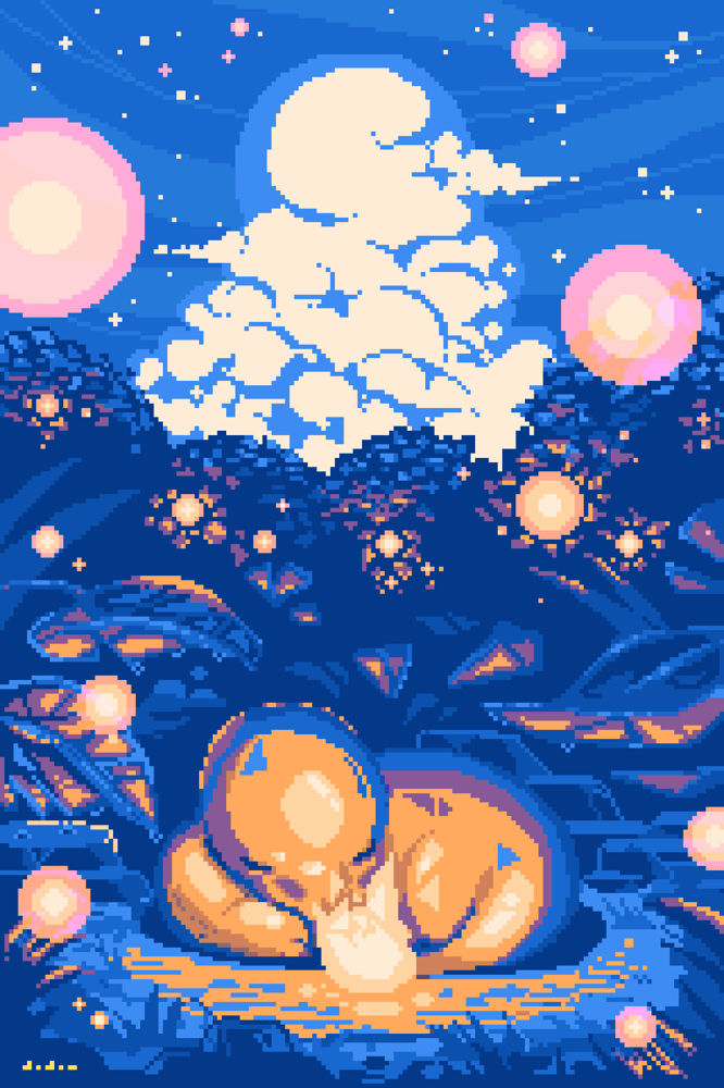 Image of sleepy Salameche Pixel Art