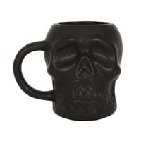 Matte black ceramic skull mug