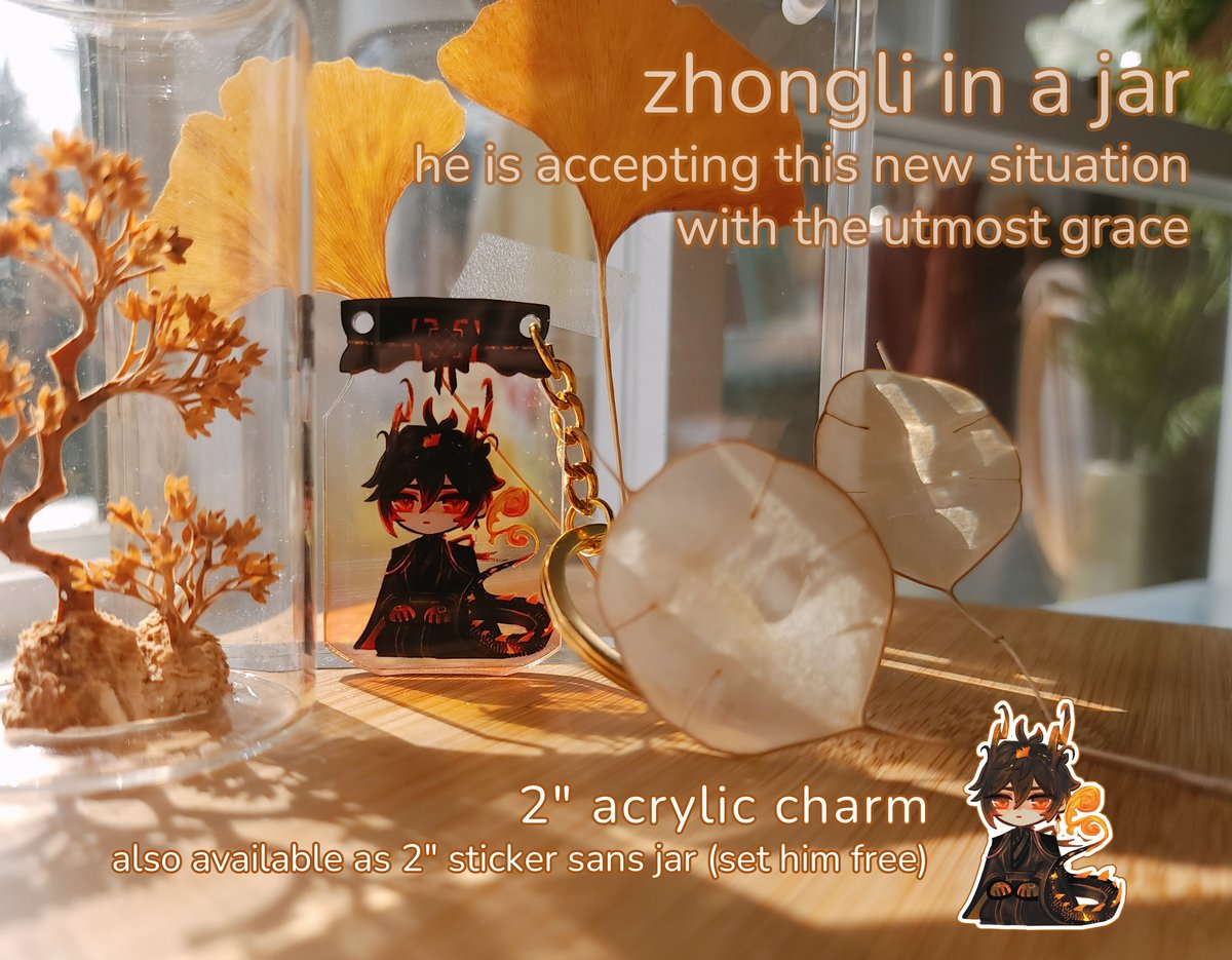 Image of genshin | "zhongli in a jar" (charm/sticker)