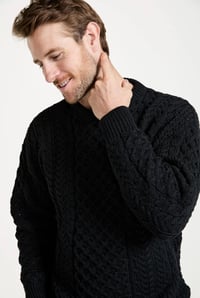 Image 1 of Black Aran Sweater - Made in Ireland 