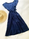 Ready Made Navy Rayon Midi A-line Shift Dress with Free Postage 