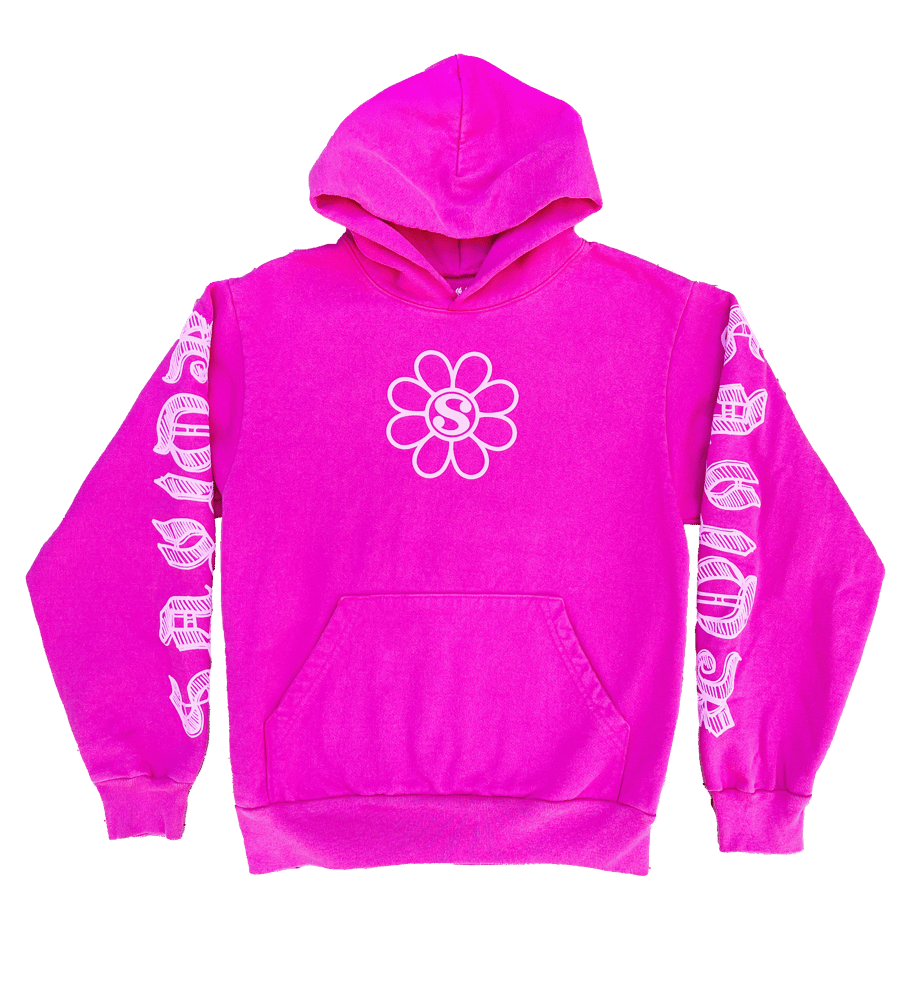 Image of SAVIOR LES FLOWER HOODIE - HOT PINK 