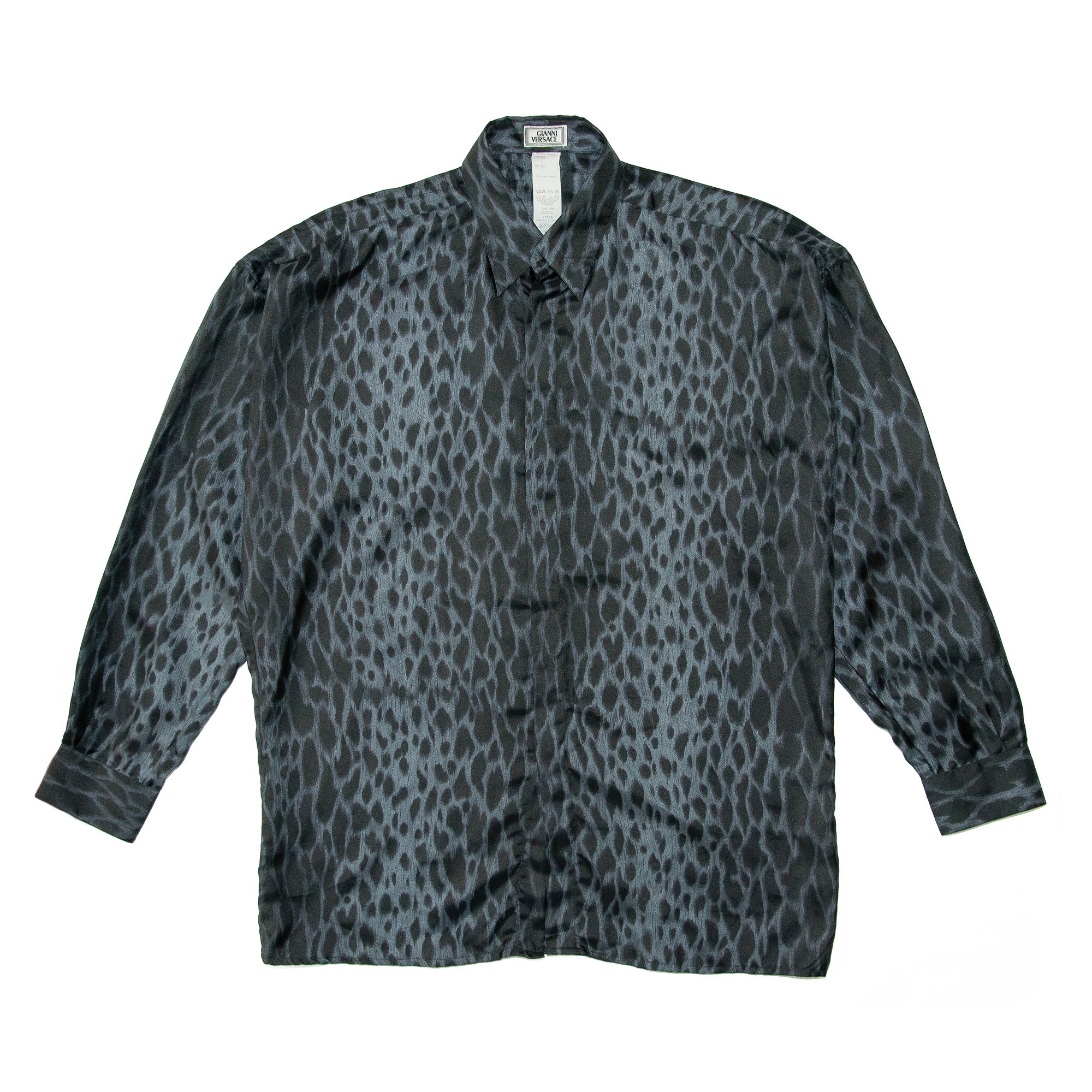 Image of Gianni Versace 1992 Leopard Print Mens Silk Shirt