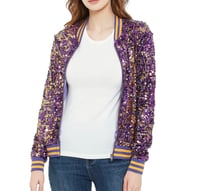 Image 4 of  Purple & Gold Sequin Bomber Jacket