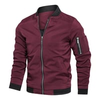 Men's Premium Slim Bomber Jacket (Wine Red)