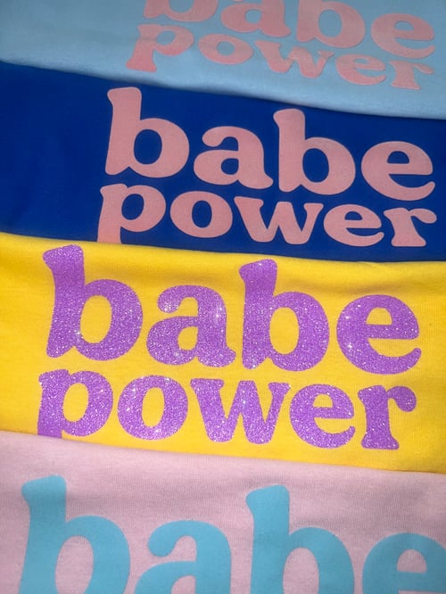 Image of New 💞Babe Power Tee 💞🦋Powder Pink & Baby Blue 💞Restock