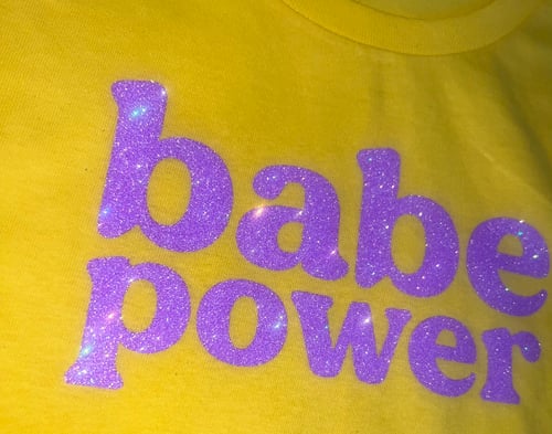 Image of New 💛Babe Power Tee💜 Yellow & Sparkle Lavender💛💜Restock