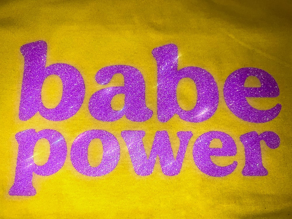 Image of New 💛Babe Power Tee💜 Yellow & Sparkle Lavender💛💜Restock