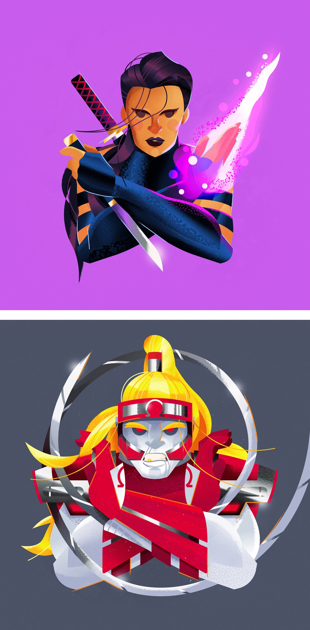 Portrait of Psylocke / Portrait of Omega Red