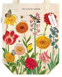 Image 1 of Cavallini & Co. Flower Garden Vintage Style Canvas Tote Bag