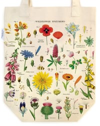 Image 1 of Cavallini & Co. Wildflowers Vintage Style Canvas Tote Bag